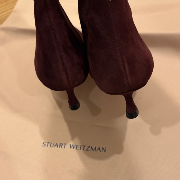 Stuart Weitzman Women's Dark Red Heeled Boots - Picture 3 of 7